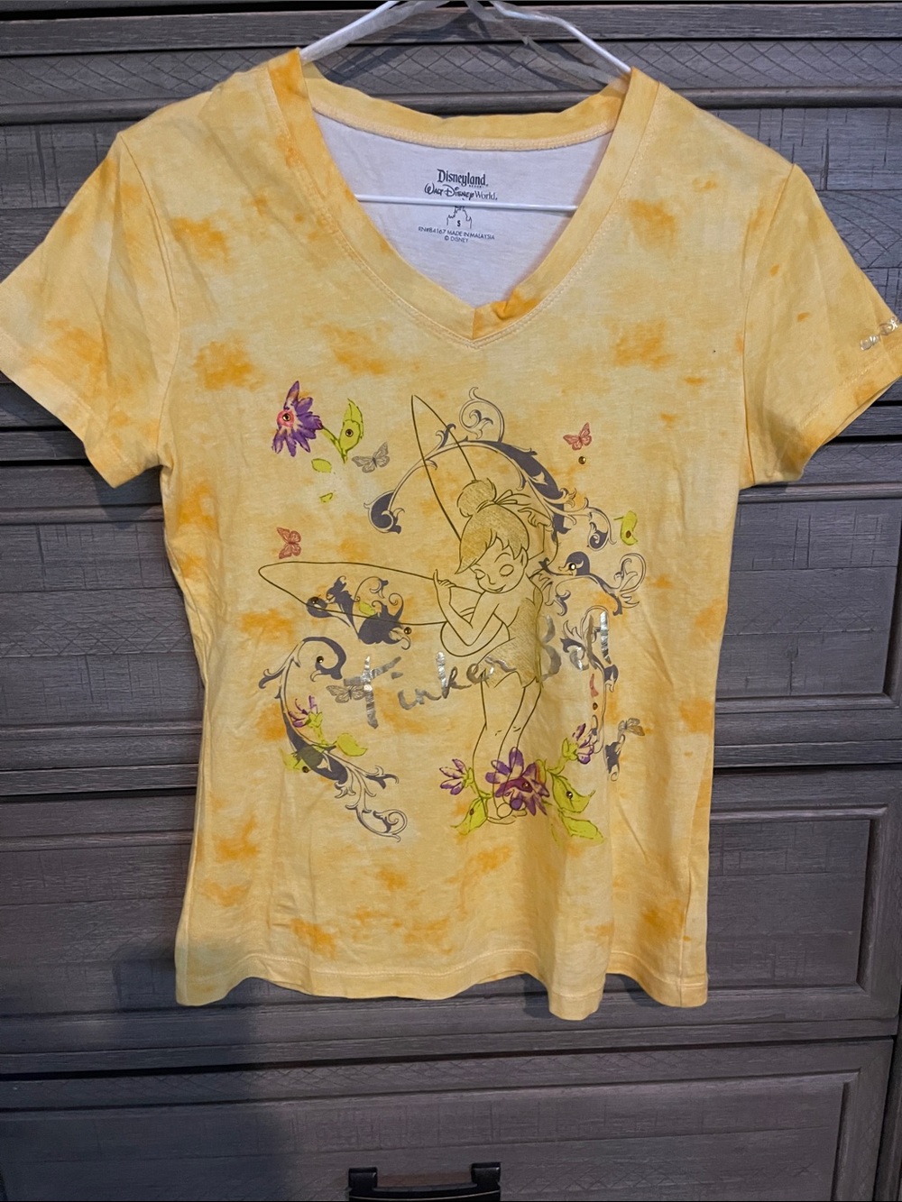 Disney Yellow Tinker Bell V-Neck Graphic Tee